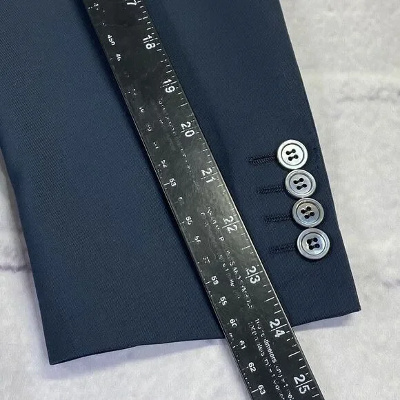 Canali Mens Wool Solid Navy Three Button Long‎ Sleeve Blazer Jacket Size 48R - Picture 11 of 16